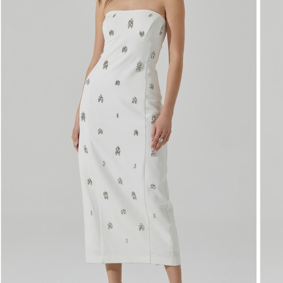 ASTR THE LABEL Camryn Embellished Strapless Midi Dress - Picture 1 of 4